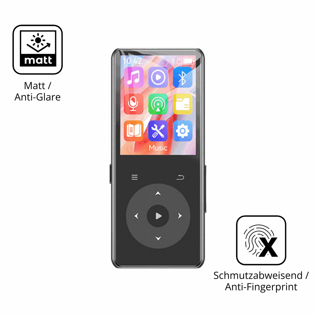 Dünne und entspiegelnde Folie passend zugeschnitten für AGPTEK M7 MP3-Player