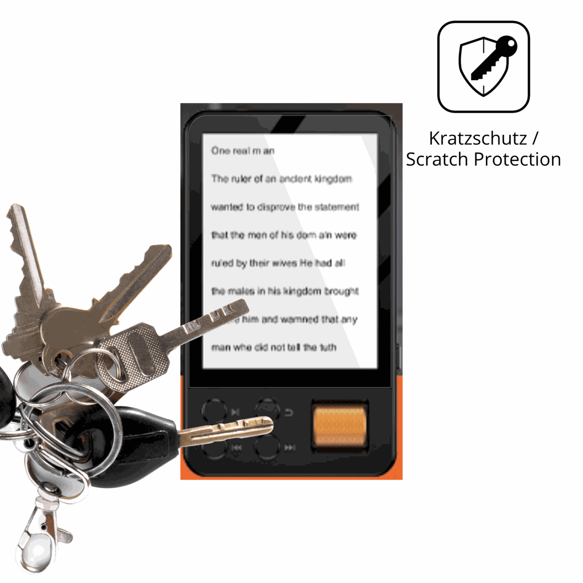 Schutz gegen Kratzer auf dem AGXOV D28 MP3-Player Glas durch Schlüssel oder Ähnliches