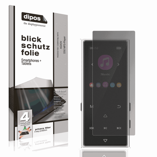 Blickschutzfolie von dipos passend für AGXOV D50 MP3-Player, präziser Zuschnitt und blasenfrei montiert