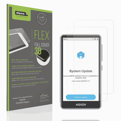 Matte Displayschutzfolie von dipos passend für AGXOV P20 MP3-Player, 100% Displayabdeckung und blasenfreie Montage