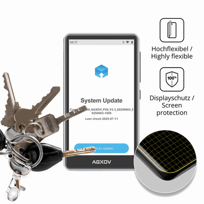 dipos Displayschutz für AGXOV P20 MP3-Player, transparente Oberfläche, perfekte Passform auch für die Rundungen
