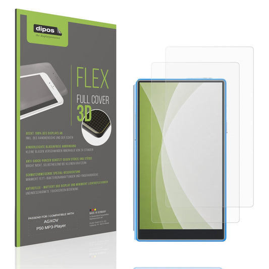 Matte Displayschutzfolie von dipos passend für AGXOV P50 MP3-Player, 100% Displayabdeckung und blasenfreie Montage