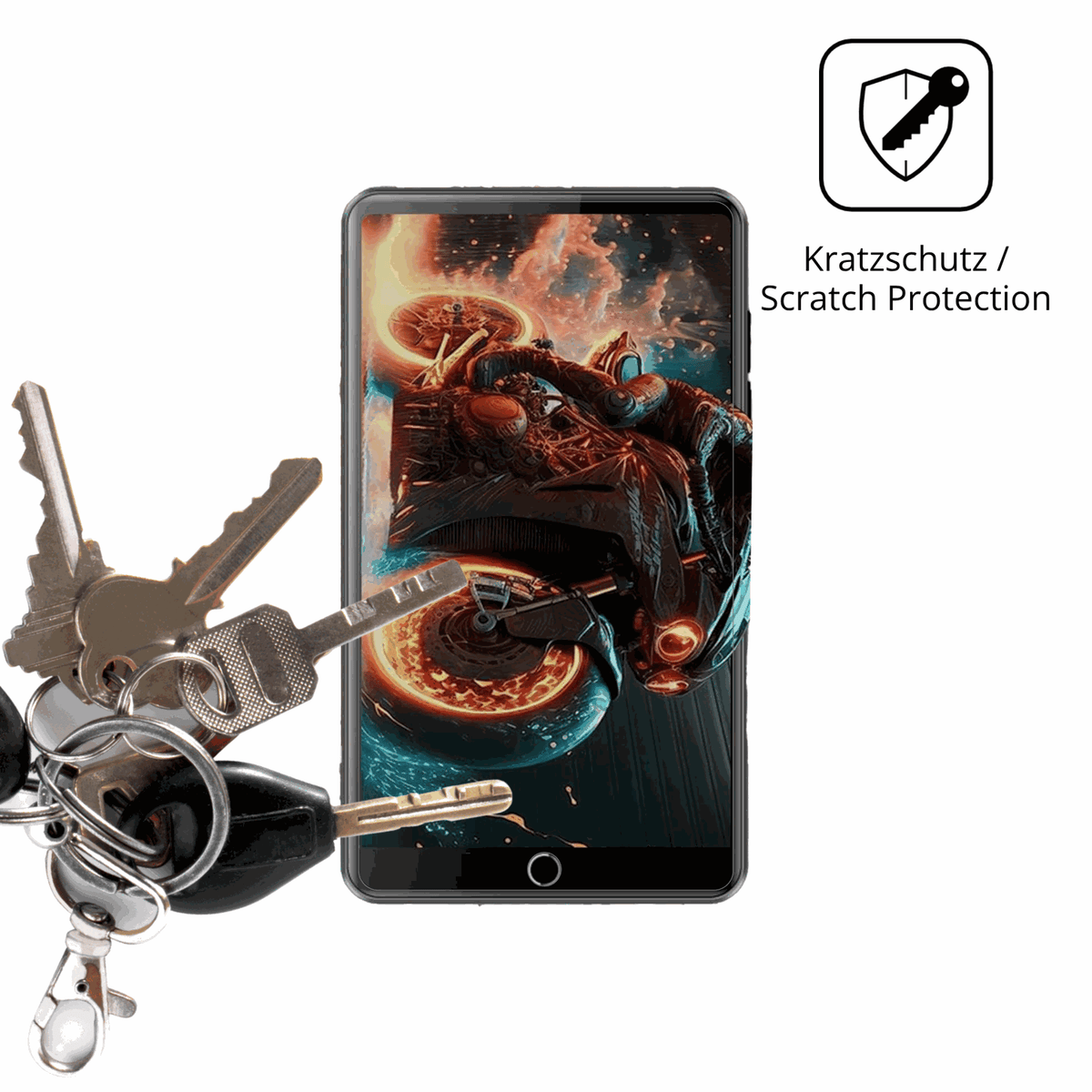 Schutz gegen Kratzer auf dem AHENOD G12 MP3-Player Glas durch Schlüssel oder Ähnliches