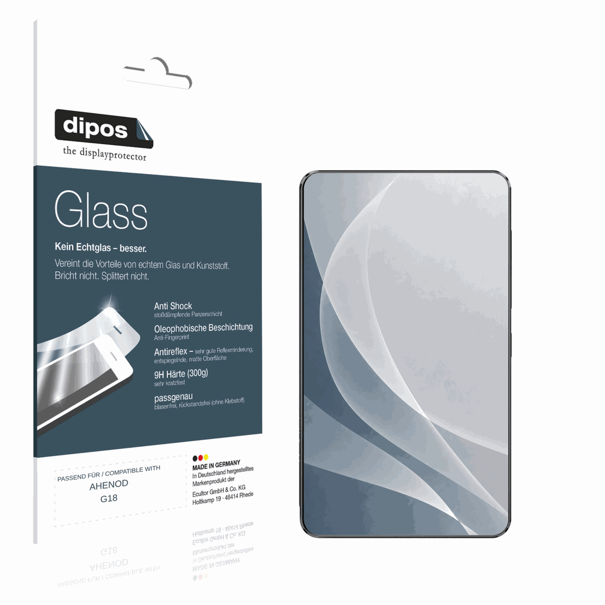Matte Displayschutzfolie von dipos passend für AHENOD G18, 9H kratzfest und blasenfrei montiert