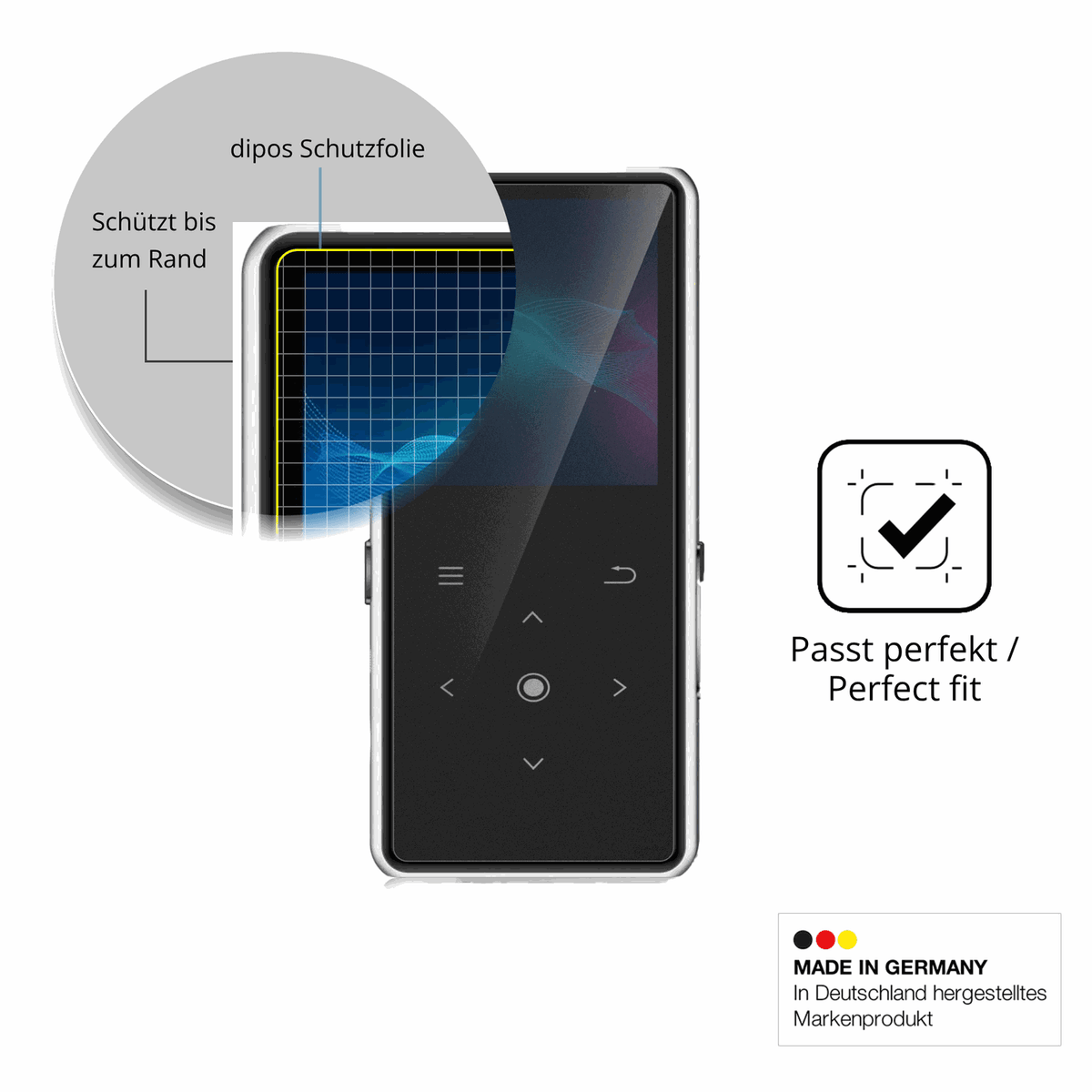 Schutz gegen Kratzer auf dem AiMoonsa B27 MP3-Player Glas durch Schlüssel oder Ähnliches
