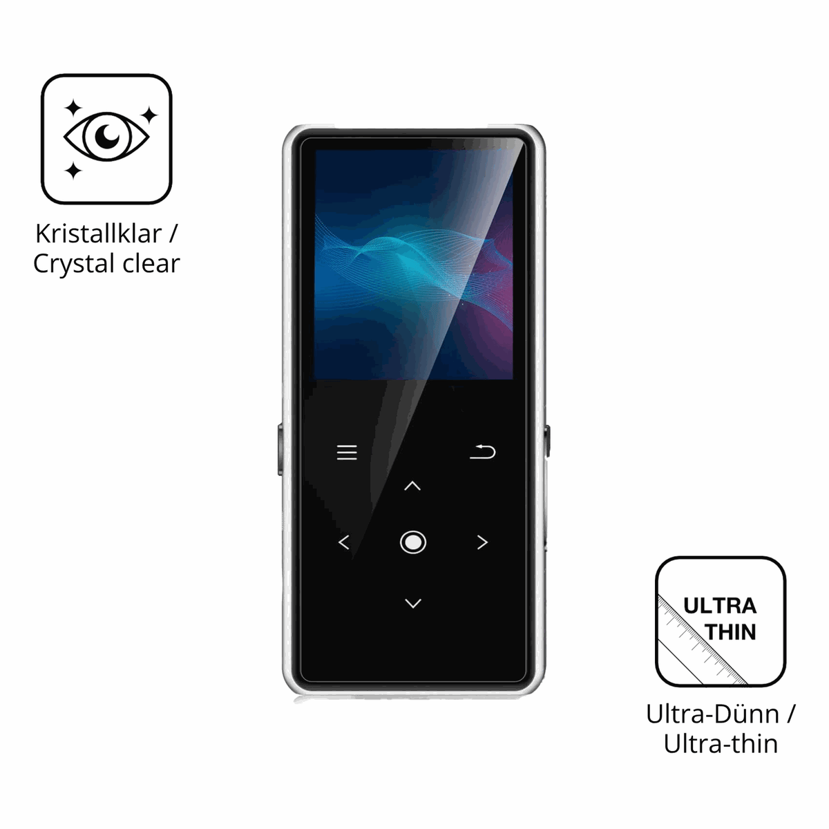 Dünne und klare Folie passend zugeschnitten für AiMoonsa B27 MP3-Player
