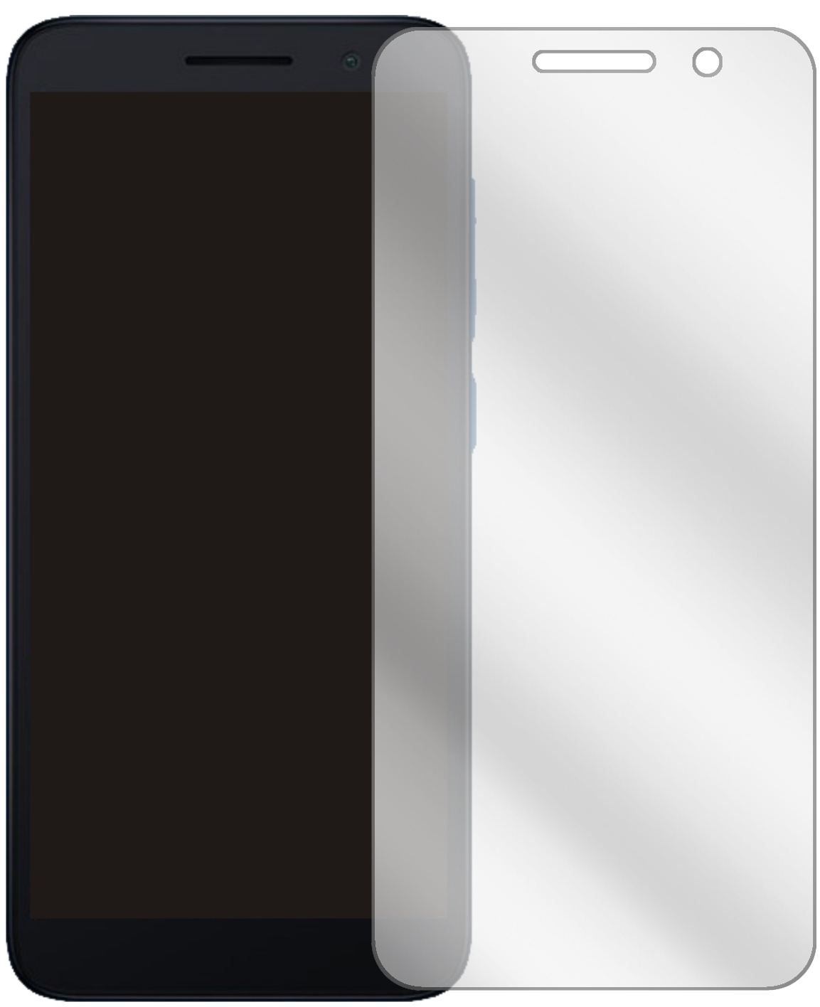 Alcatel1 (2021) mit aufgebrachter dipos Displayschutzfolie, glasklare Darstellung ohne Einschränkungen