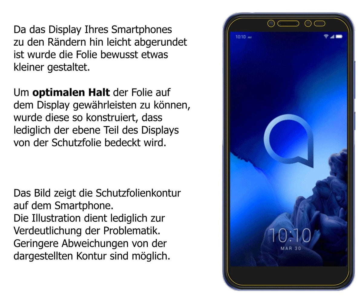 dipos Displayschutz für Alcatel 1S, mattierte Oberfläche, robuste Festigkeit und perfekte Passform