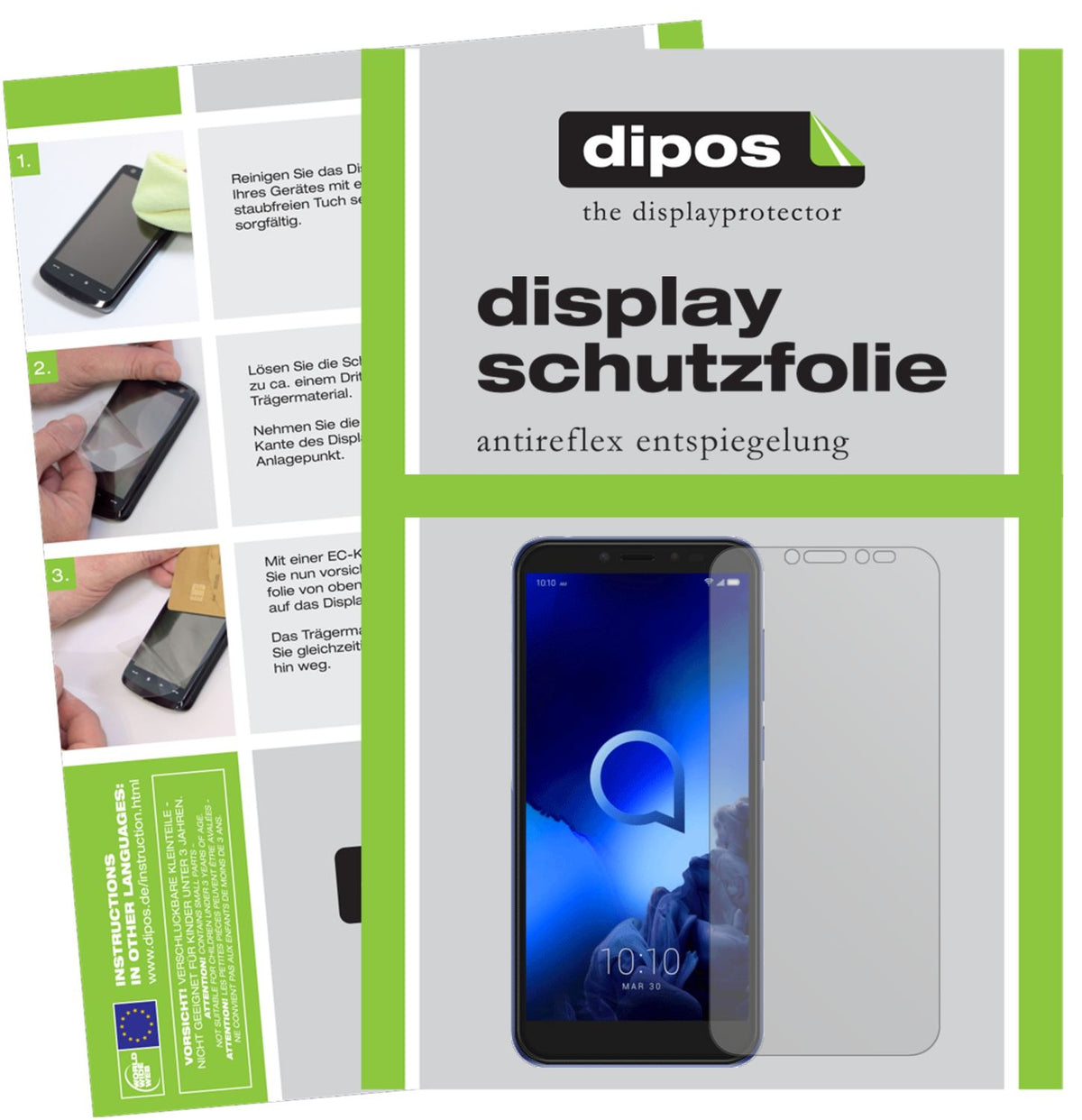 Matte Displayschutzfolie von dipos passend für Alcatel 1S, präziser Zuschnitt und blasenfrei montiert