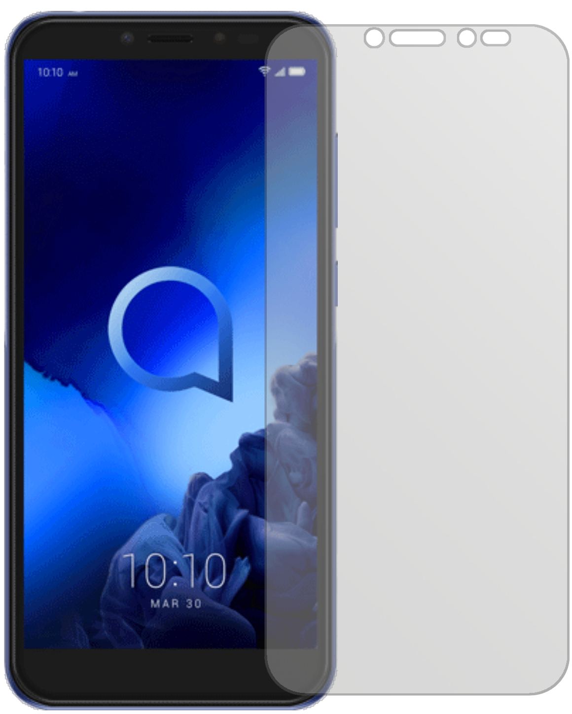 Alcatel1S mit aufgebrachter dipos Displayschutzfolie, die lästige Fingerabdrücke minimiert