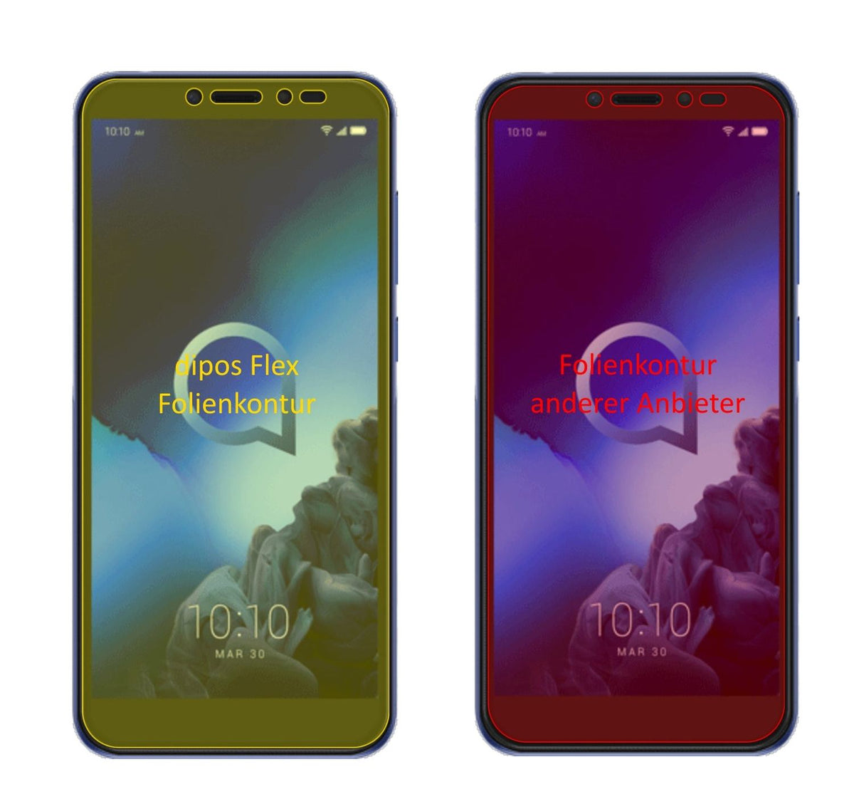 3x 3D Full Cover Schutzfolie für Alcatel 1S