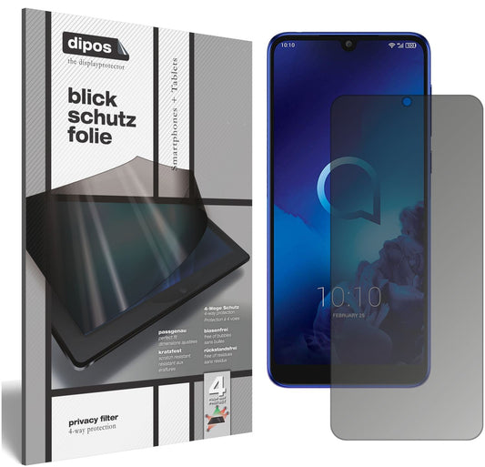 Blickschutzfolie von dipos passend für Alcatel 3 (2019), präziser Zuschnitt und blasenfrei montiert