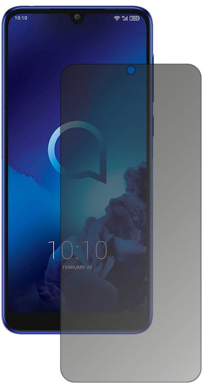 Alcatel3 (2019) mit aufgebrachtem dipos Displayschutz, der seitliche Einblicke blockiert