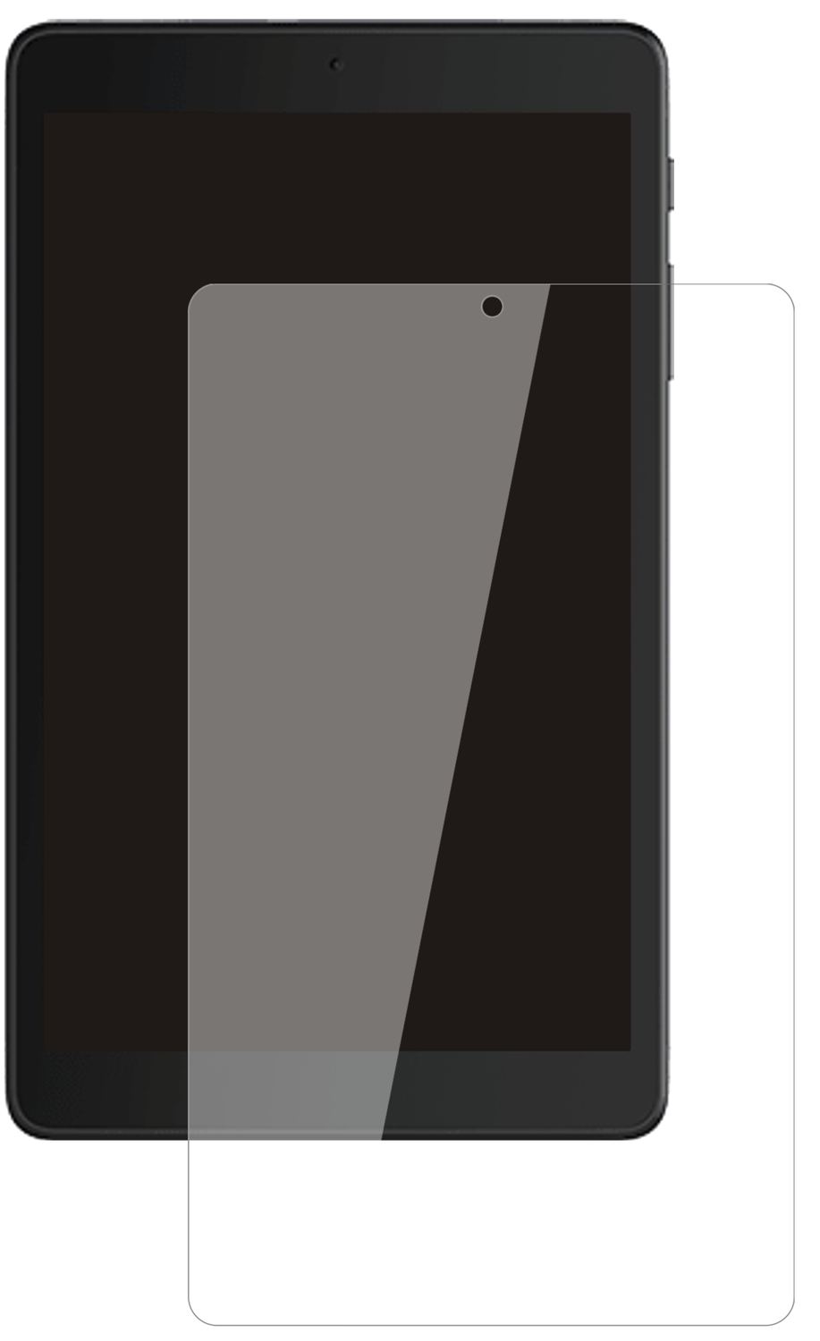Alcatel3T 8 (2020) mit aufgebrachter dipos Flex Schutzfolie, glasklare Darstellung ohne Einschränkungen