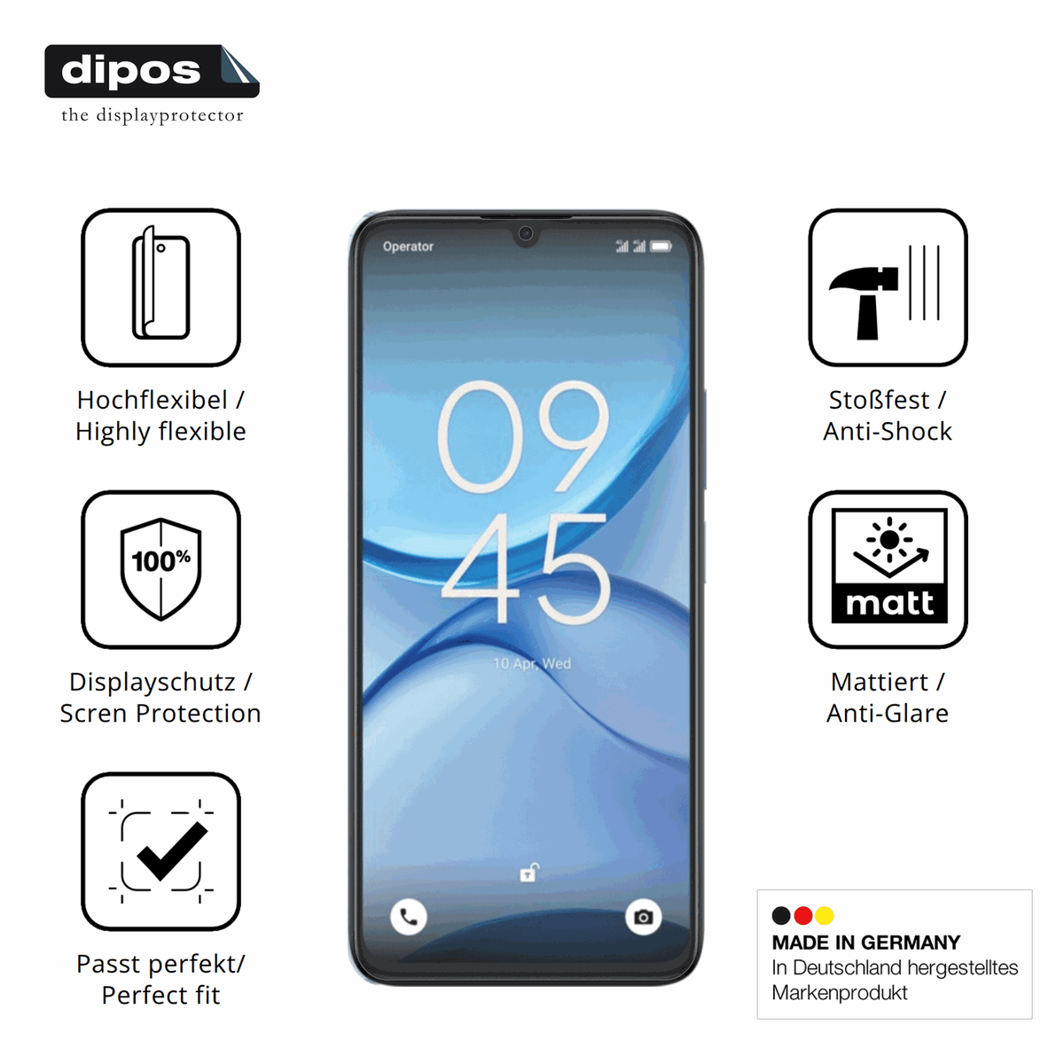 Displayschutz hergestellt in Deutschland, höchste Qualität made in Germany