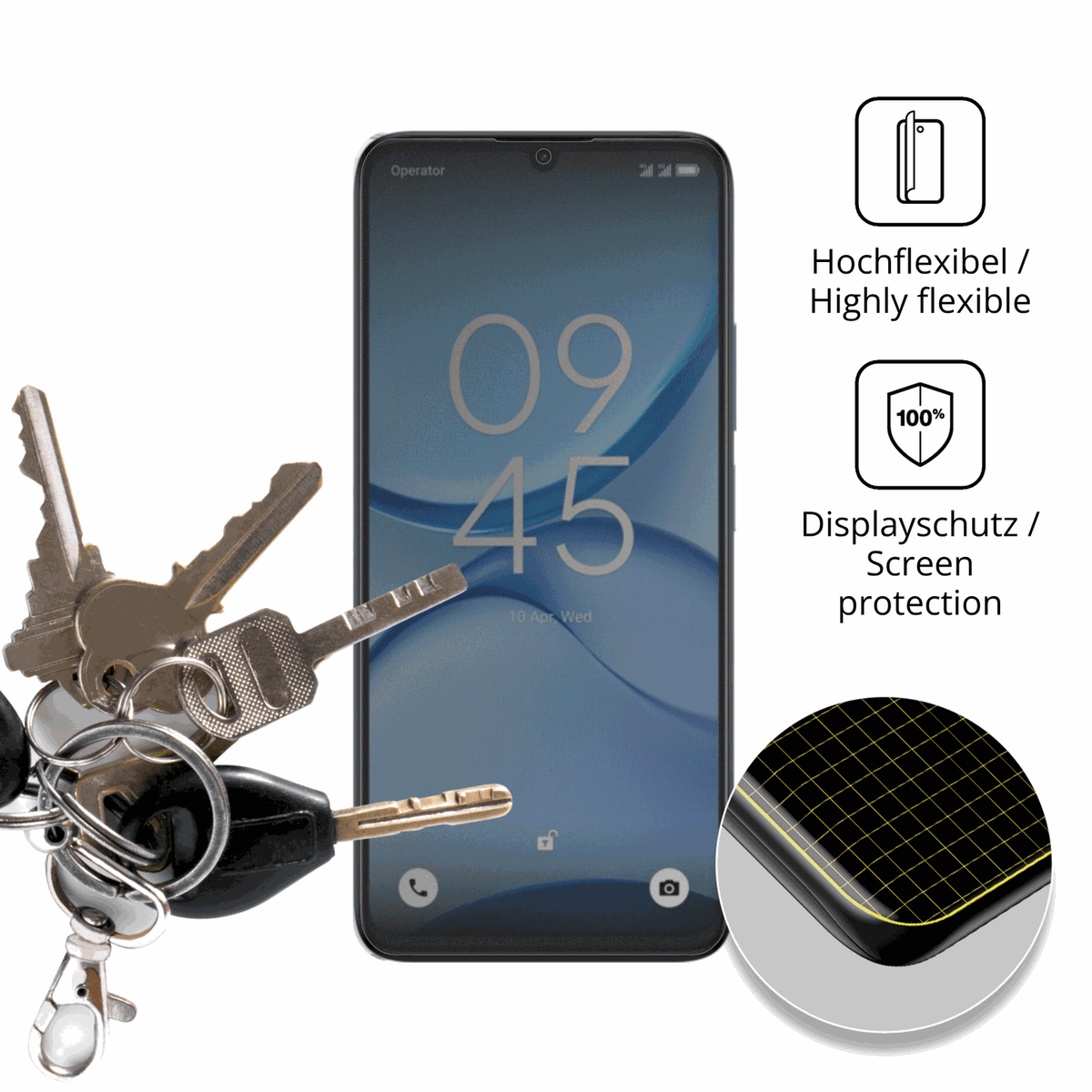 dipos Displayschutz für Alcatel A62, mit Blickschutzfilter und perfekter Passform auch für die Rundungen