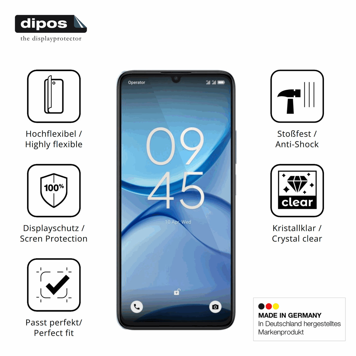 Displayschutz hergestellt in Deutschland, höchste Qualität made in Germany