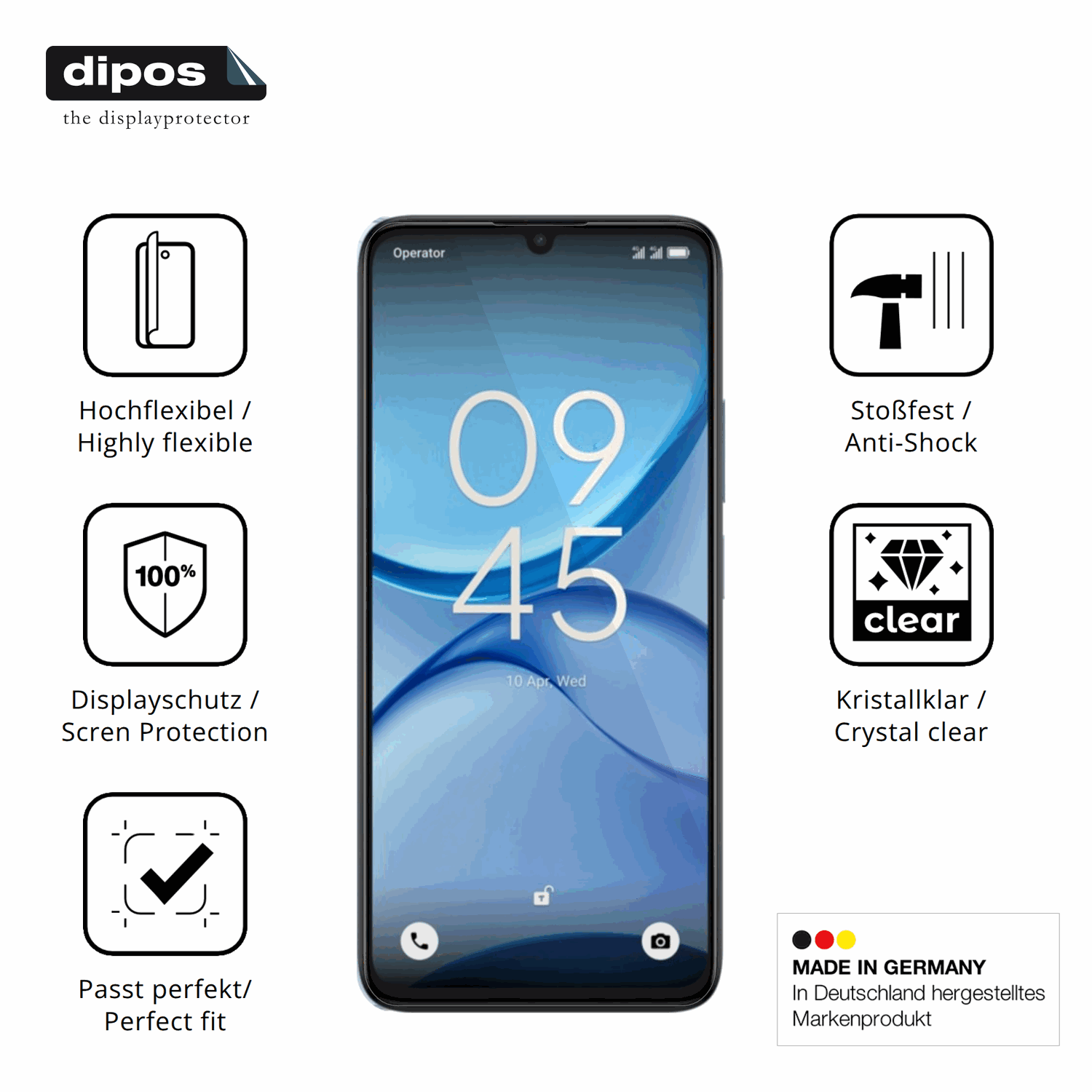 Displayschutz hergestellt in Deutschland, höchste Qualität made in Germany