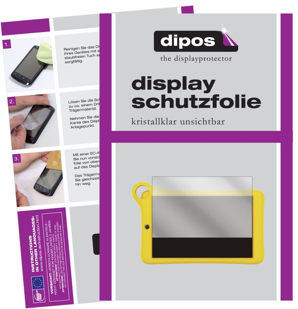 Klare Displayschutzfolie von dipos passend für Alcatel TKEE MID, präziser Zuschnitt und blasenfrei montiert