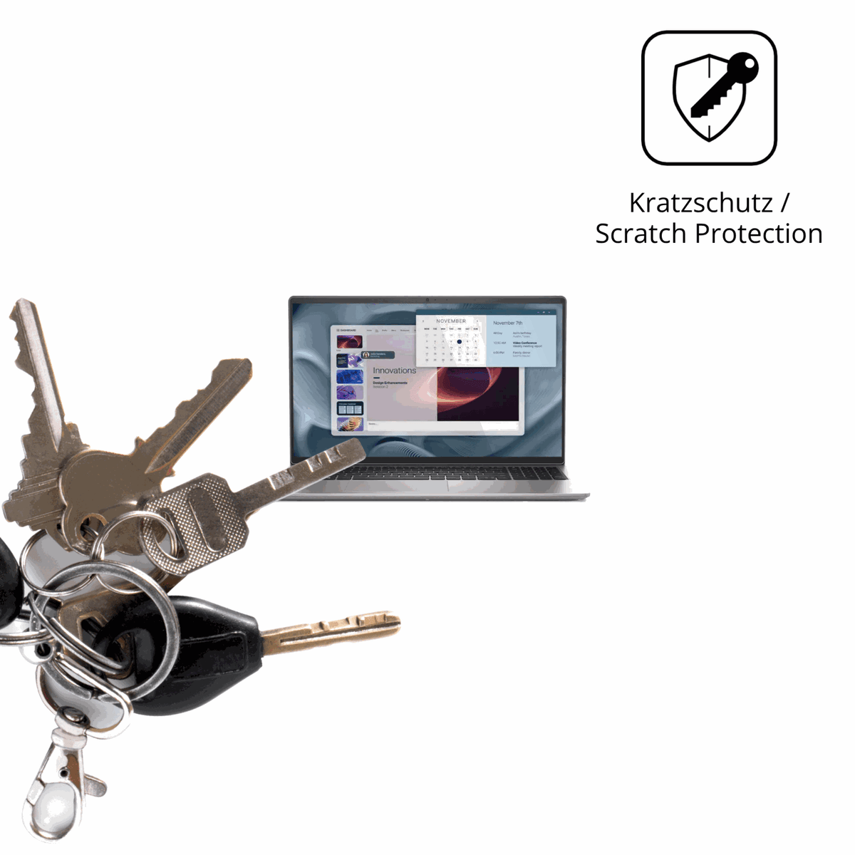 Schutz gegen Kratzer auf dem Alienware Pro 15 Essential PV15250 Glas durch Schlüssel oder Ähnliches