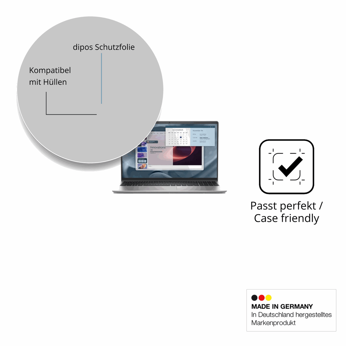 Schutzfolie mit optimaler Passform, zur Verwendung mit Hüllen geeignet