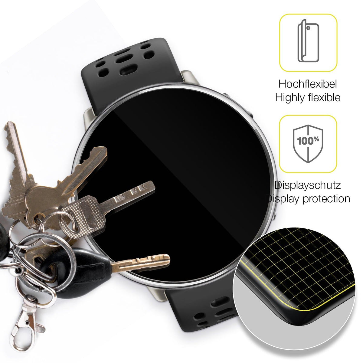 dipos Displayschutz für Amazfit Active 2, transparente Oberfläche, geringe Dicke und perfekte Passform