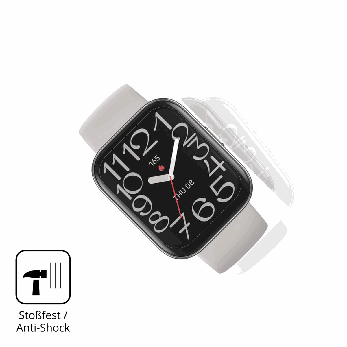 Schutz gegen Kratzer auf dem Amazfit Bip 5 Unity Glas durch Schlüssel, Stöße gegen die Tischkante oder Stürze