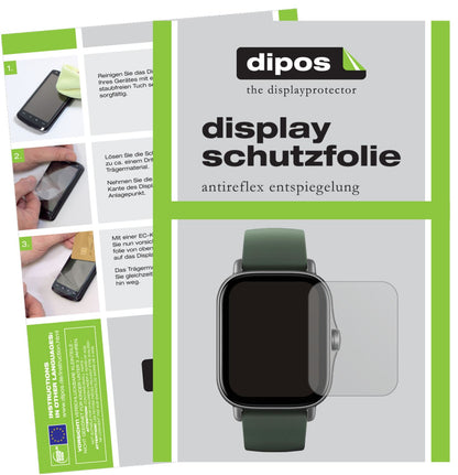 Matte Displayschutzfolie von dipos passend für Amazfit GTS 2e, präziser Zuschnitt und blasenfrei montiert