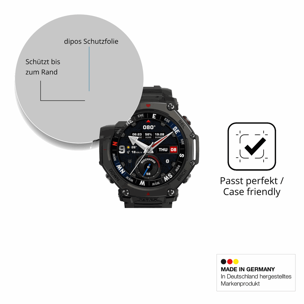 2x 9H Schutzfolie für Amazfit T-Rex 3 Pro Panzerfolie