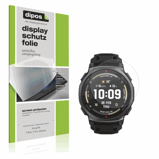 Matte Displayschutzfolie von dipos passend für Amazfit T-Rex 3 Pro 44mm, präziser Zuschnitt und blasenfrei montiert