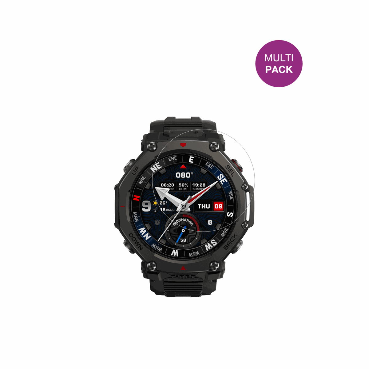 GarminCatalyst 2 mit aufgebrachter dipos Flex Schutzfolie, glasklare Darstellung ohne Einschränkungen