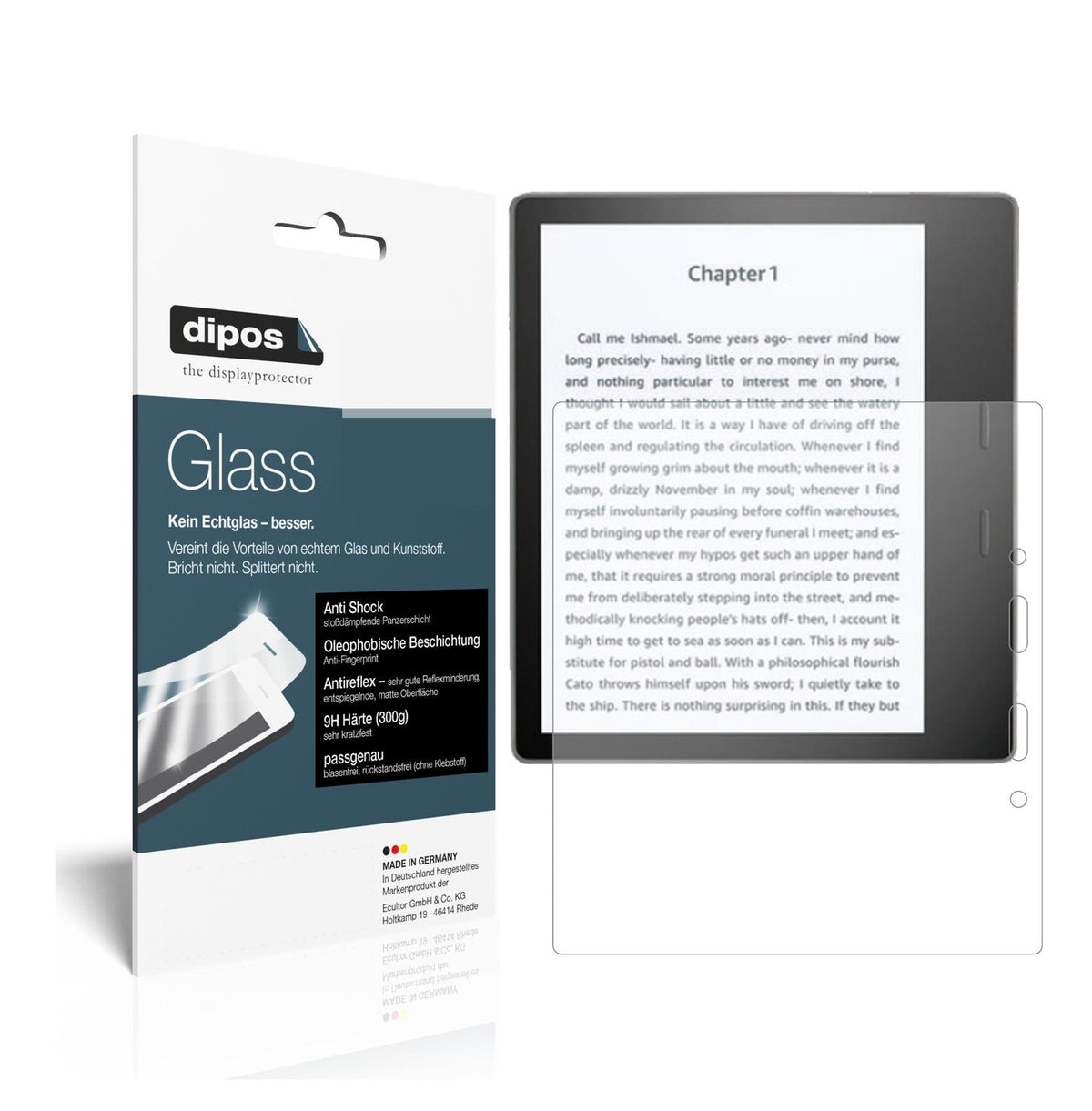 Matte Displayschutzfolie von dipos passend für Amazon Kindle Oasis (2019), 9H kratzfest und blasenfrei montiert