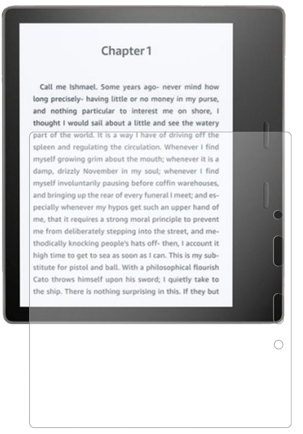 AmazonKindle Oasis (2019) mit aufgebrachter dipos Panzerfolie, die lästige Fingerabdrücke minimiert