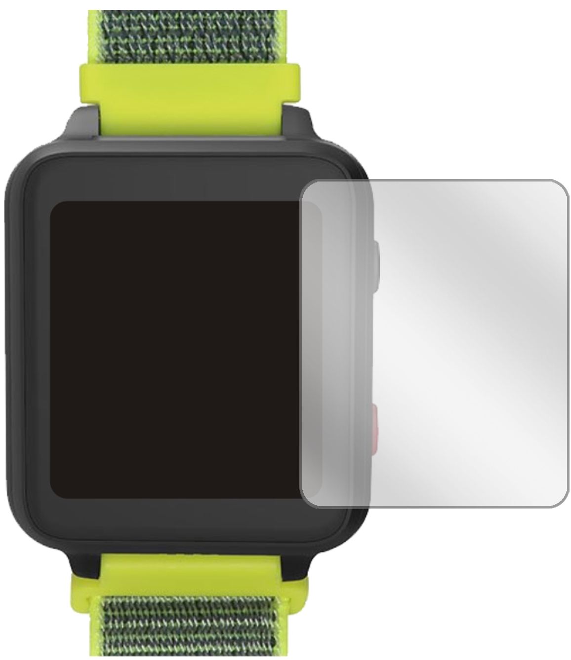 Anio5 Smartwatch mit aufgebrachter dipos Displayschutzfolie, glasklare Darstellung ohne Einschränkungen