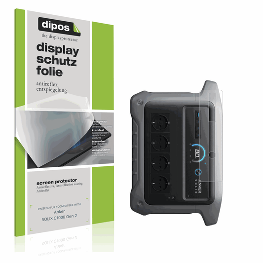 Matte Displayschutzfolie von dipos passend für Anker SOLIX C1000 Gen 2, präziser Zuschnitt und blasenfrei montiert