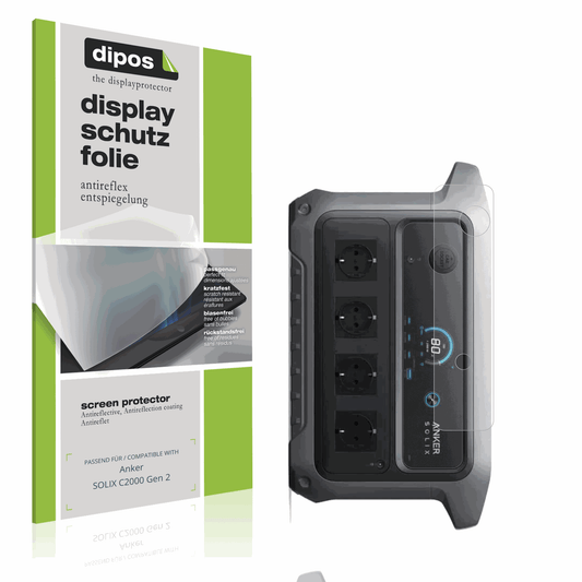 Matte Displayschutzfolie von dipos passend für Anker SOLIX C2000 Gen 2, präziser Zuschnitt und blasenfrei montiert