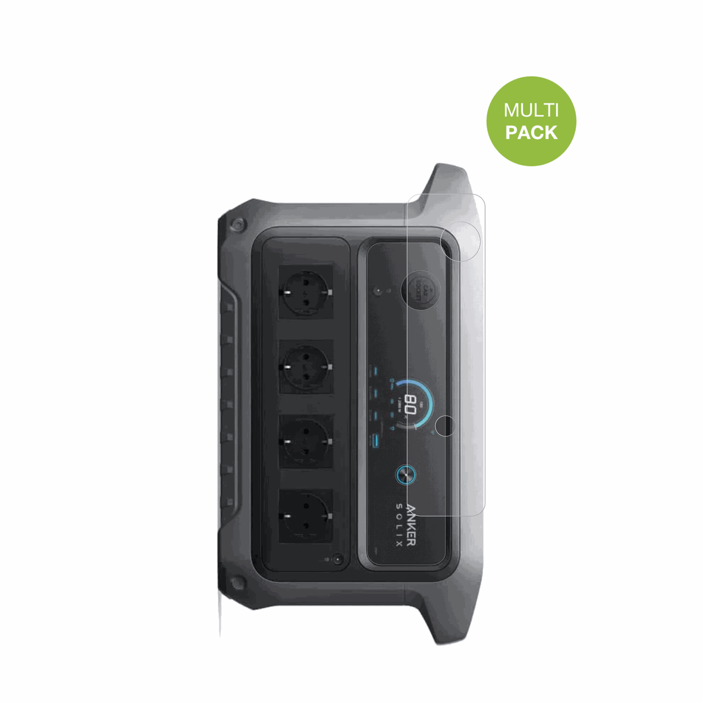 AnkerSOLIX C2000 Gen 2 mit aufgebrachter dipos Displayschutzfolie, die lästige Fingerabdrücke minimiert
