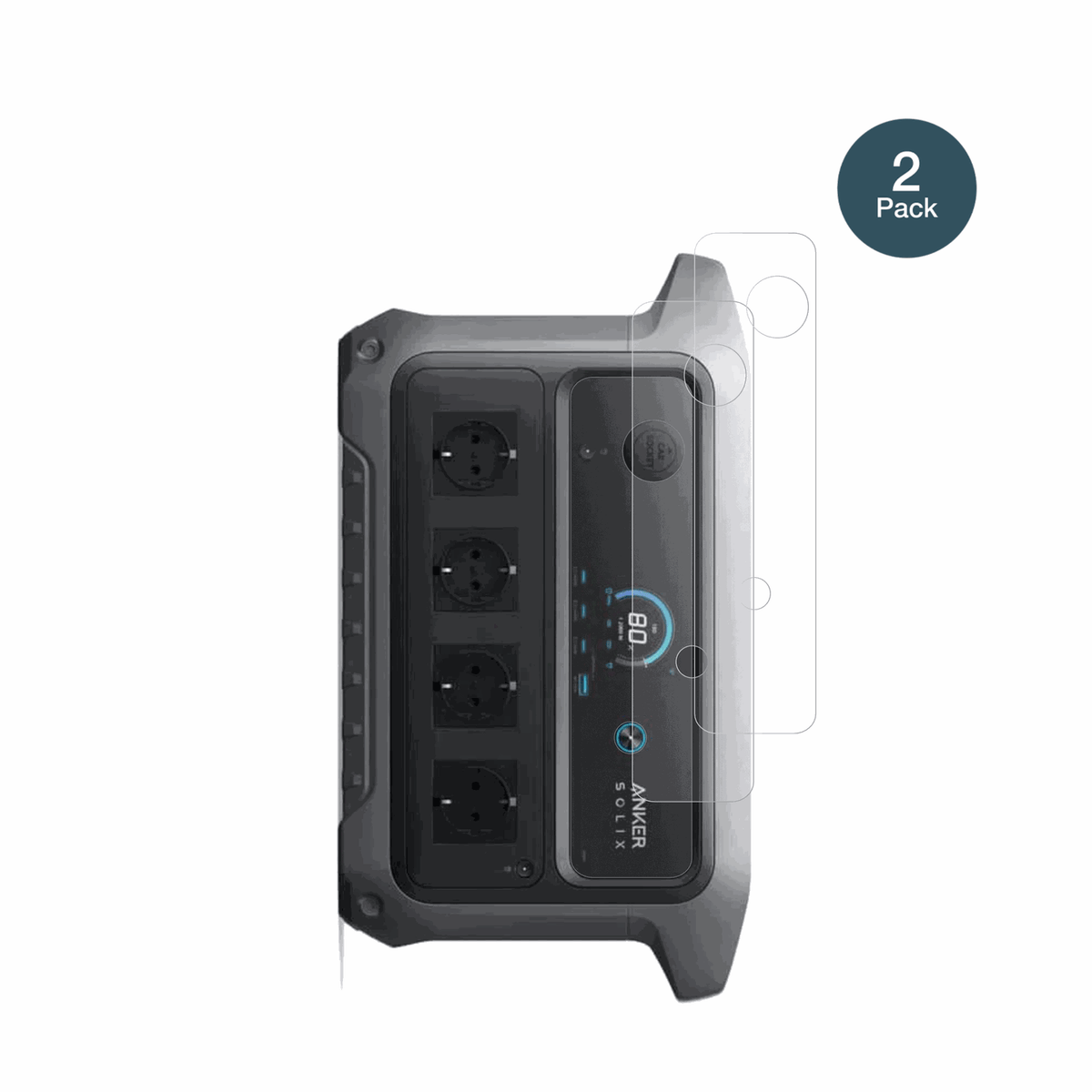 AnkerSOLIX C2000 Gen 2 mit aufgebrachter dipos Panzerfolie, die lästige Fingerabdrücke minimiert