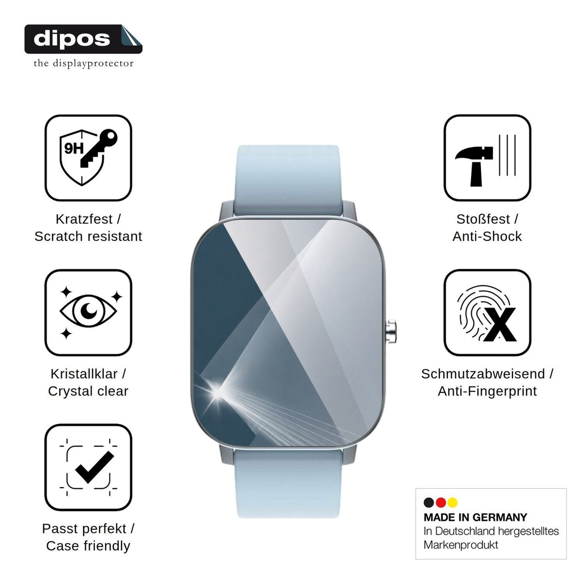 2x 9H Schutzfolie für Mopuea Smartwatch 1.4 Panzerfolie