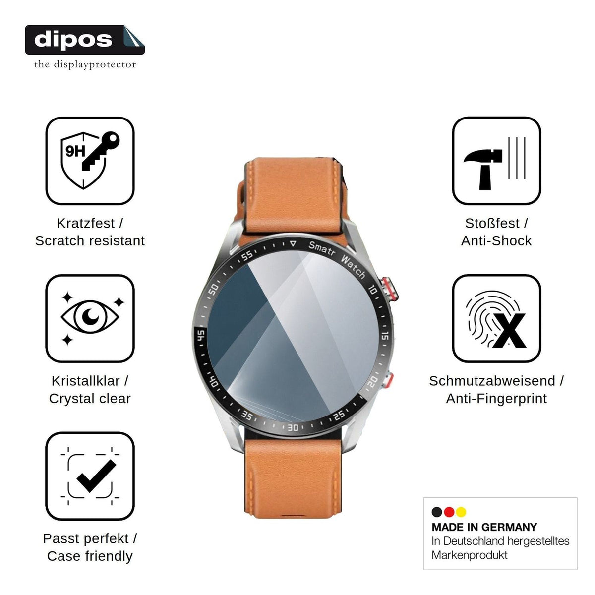2x 9H Schutzfolie für YEMASTER Smartwatch 1.28 Panzerfolie