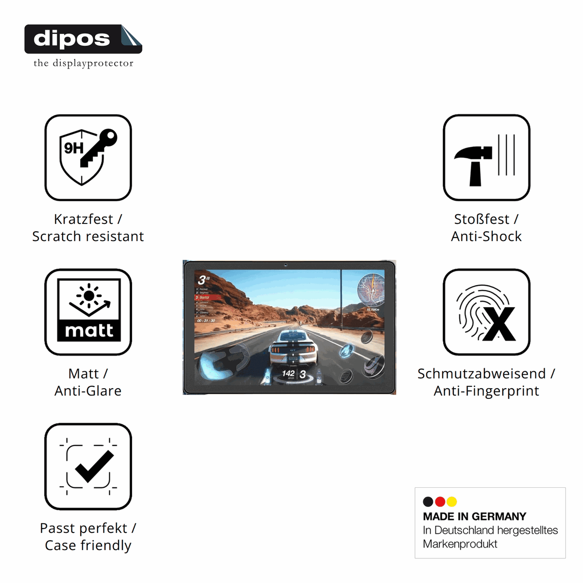 Displayschutz hergestellt in Deutschland, höchste Qualität made in Germany