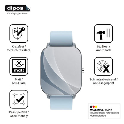 2x 9H Schutzfolie matt für Mopuea Smartwatch 1.4 Panzerfolie