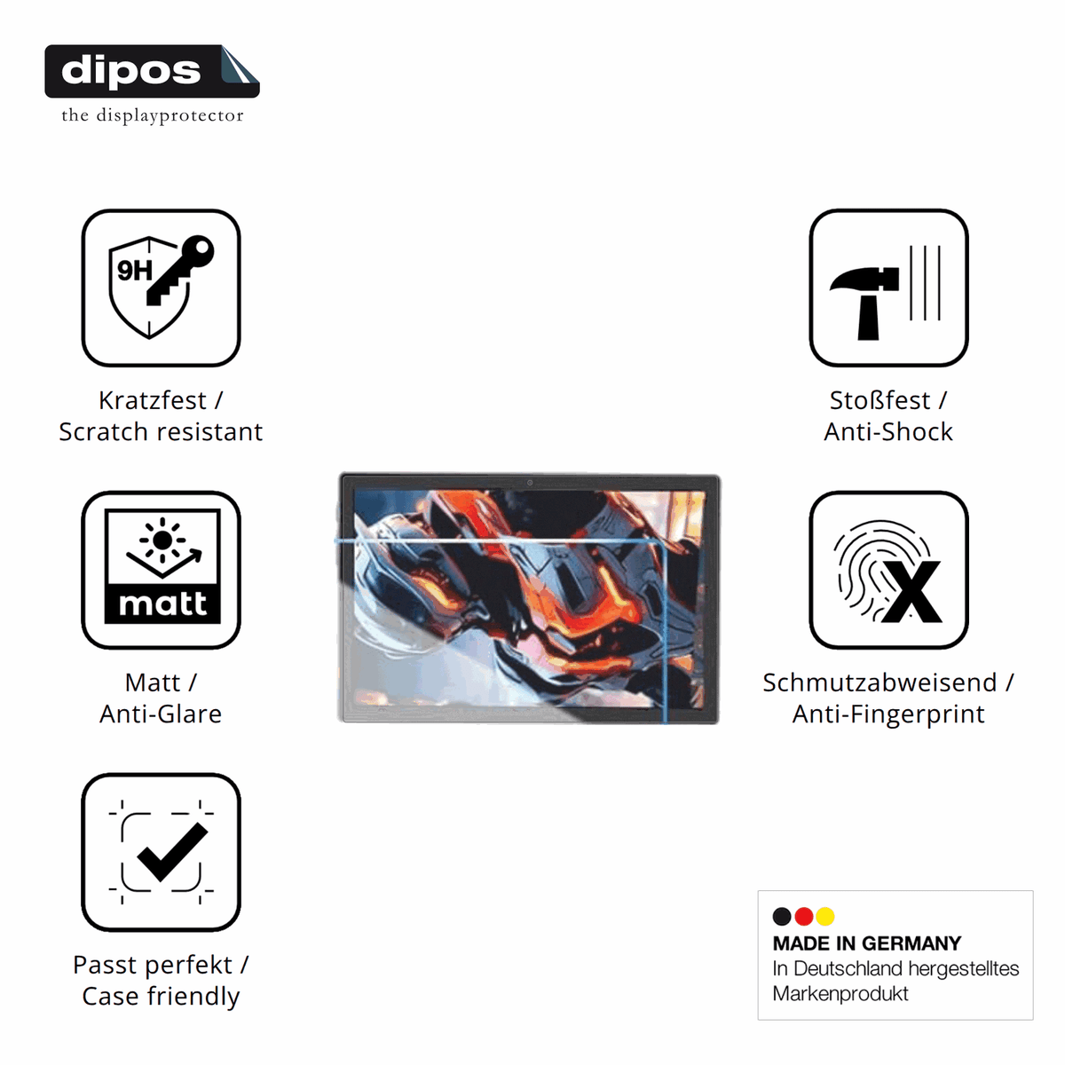 Displayschutz hergestellt in Deutschland, höchste Qualität made in Germany