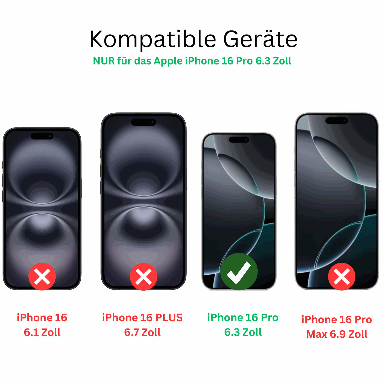 dipos Displayschutz für Apple iPhone 16 Pro, transparente Oberfläche, perfekte Passform auch für die Rundungen