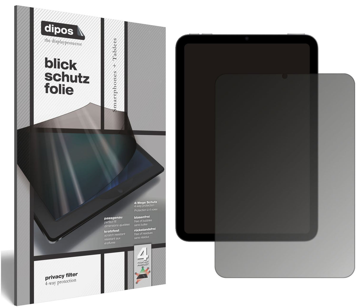 Blickschutzfolie von dipos passend für Apple iPad mini 6, präziser Zuschnitt und blasenfrei montiert
