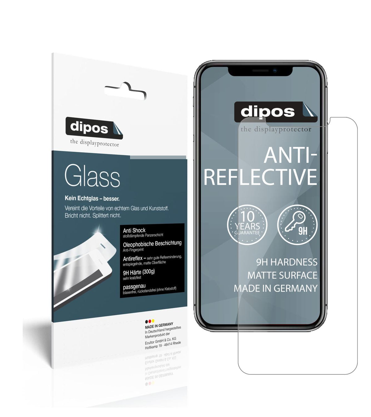 Matte Displayschutzfolie von dipos passend für Apple iPhone 11 Pro Max, 9H kratzfest und blasenfrei montiert