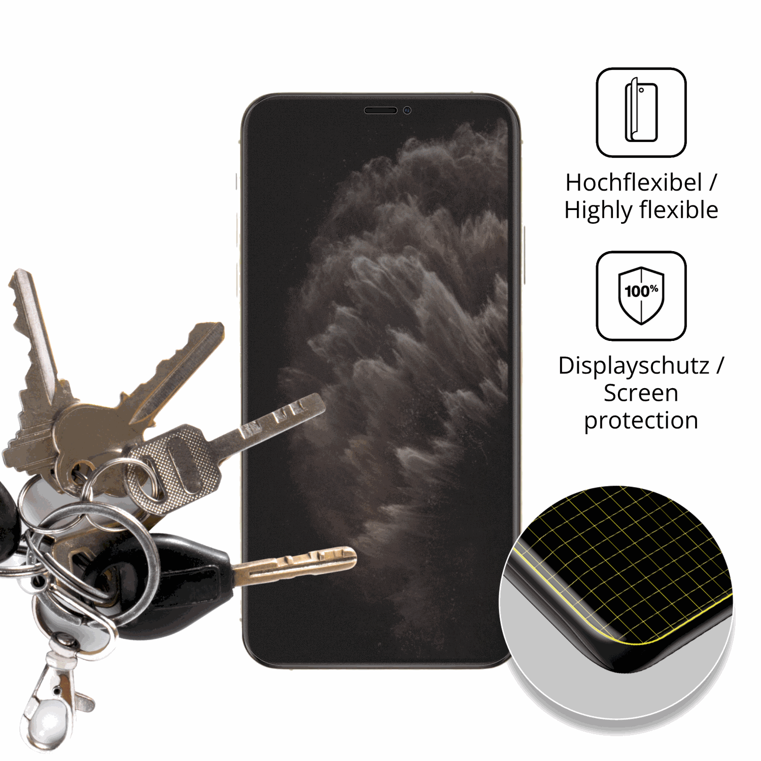 dipos Displayschutz für Apple iPhone 11 Pro, mit Blickschutzfilter und perfekter Passform auch für die Rundungen