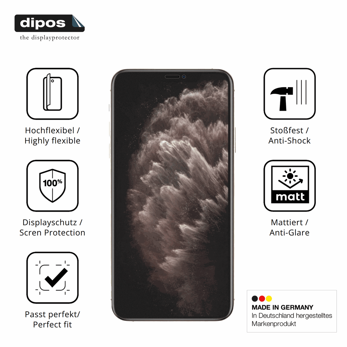 Displayschutz hergestellt in Deutschland, höchste Qualität made in Germany