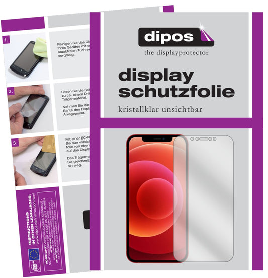 Klare Displayschutzfolie von dipos passend für Apple iPhone 12 Pro Max, präziser Zuschnitt und blasenfrei montiert