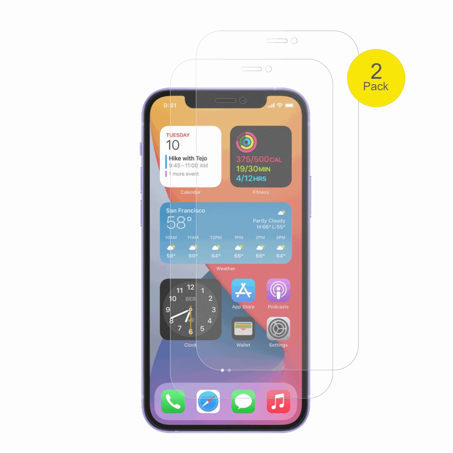 AppleiPhone 12 mit aufgebrachter dipos Flex Schutzfolie, glasklare Darstellung ohne Einschränkungen